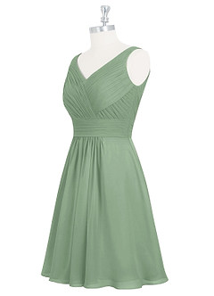 Azazie Grace Bridesmaid Dresses Matcha A-Line Pleated Chiffon Dress image9
