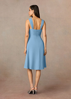 Azazie Olivia Kleider für die Brautmutter A-Linie Quadratischer Ausschnitt Gefaltet Chiffon Kleid Stahlblau image5