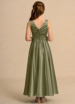Azazie Ducky Girls Formal Flower Girl Klänningar Klänning A-Line i Stretch Satin Plisserad image2
