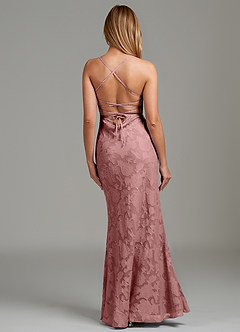 Azazie Ola Bridesmaid Dresses Dusty Rose Mermaid Corset Floral Burnout Dress image6