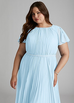 Azazie Kara Modest Bridesmaid Dresses A-Line Pleated Chiffon Floor-Length Dress image6