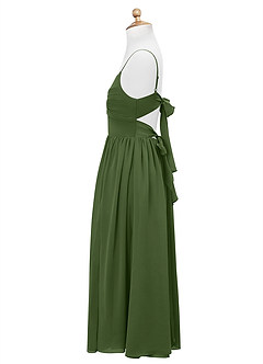 Azazie Zeya Junior Olive A-Line Chiffon Dress image9