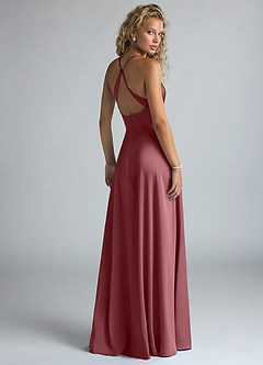 Azazie Davis Bridesmaid Dresses Desert Rose A-Line Pleated Stretch Satin Dress image3