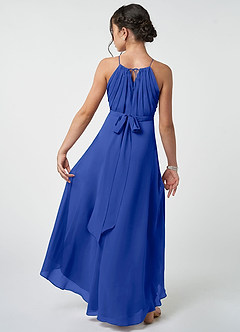 Azazie Oaklynn Junior Robe Trapèze en Mousseline de soie Plissée Bleu Roi image3