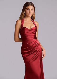Azazie Destiny Bridesmaid Dresses Scarlet Mermaid Sweetheart Neckline Stretch Satin Dress image5