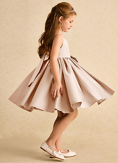 Azazie Jessie Flower Girl Dresses English Rose A-Line Bow Matte Satin Dress image3