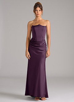 Azazie Debby Bridesmaid Dresses Plum Mermaid Strapless Stretch Satin Convertible Dress image5