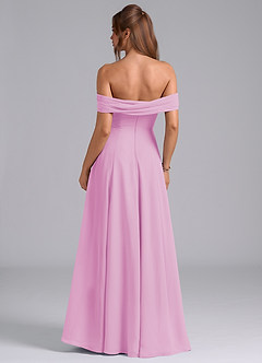 Azazie Almina Bridesmaid Dresses Candy Pink A-Line Off the Shoulder Chiffon Convertible Dress image2