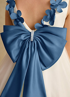 Azazie Lilli Flower Girl Dresses Ivory Twilight A-Line Bow Tulle Dress image6