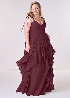 Barbie ♥ Azazie Bridesmaid Dresses Cabernet A-Line Bow Chiffon Dress image6