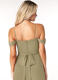 Azazie Joretta Final Sale Moss Green A-Line Off the Shoulder Chiffon Convertible Dress image3