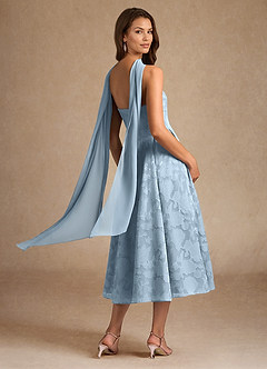 Azazie Lorain Mother of the Bride Dresses Sky Blue A-Line Pleated Floral Burnout Dress image6