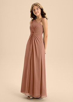 Azazie Brooke Junior Bronzer A-Line Side Slit Chiffon Dress image6