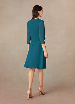 Azazie Klaus Mother of the Bride Dresses Ink Blue A-Line Scoop Sequins Chiffon Dress image2