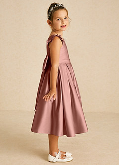 Azazie Francine Final Sale Agave A-Line Bow Matte Satin Dress image3