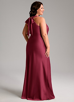 Azazie Doretta Bridesmaid Dresses Burgundy Mermaid Pleated Stretch Satin Dress image3