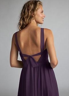 Azazie Aziza Bridesmaid Dresses Plum A-Line V-Neck Pleated Chiffon Dress image6