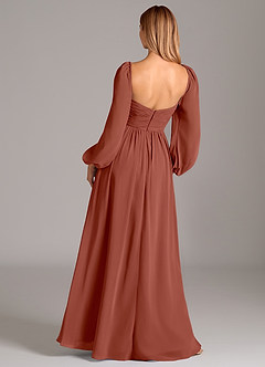 Azazie Alia Bridesmaid Dresses Auburn A-Line Long Sleeve Chiffon Dress image4