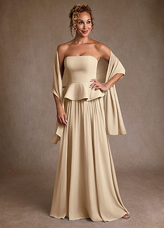 Azazie Josabeth Mother of the Bride Dresses Champagne A-Line Pleated Chiffon Dress image1