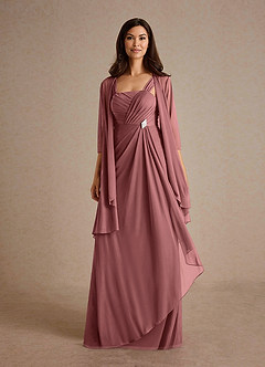 Azazie Clinton Mother of the Bride Dresses Desert Rose A-Line Pleated Mesh Dress image5