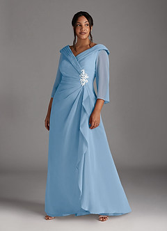 Azazie Jaycee Abiti per la Madre della Sposa Abito A-Line in Chiffon Azzurro Polvere image7