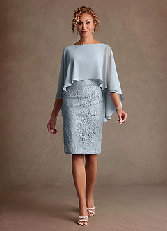 Azazie Meridian vestidos de madre de la novia Vestido de Azul Cielo de Encaje de Corte Recto con Plisado image1