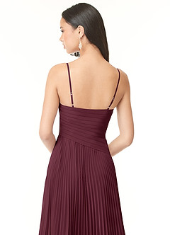 Azazie Vini Brautjungfernkleider A-Linie V-Hals Gefaltet Chiffon Kleid Cabernetrot image5