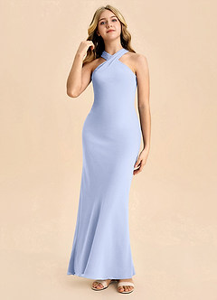 Azazie Doretta Junior Robe Fourreau en Mousseline de soie Plissée Eis image3