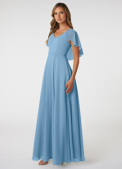 Azazie Jamie Bridesmaid Dresses Steel Blue A-Line Chiffon Dress image3