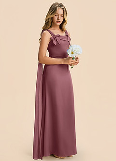 Azazie Chelsea Junior Desert Rose Sheath Pleated Stretch Satin Dress image6