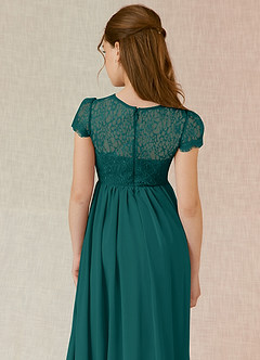 Azazie Delevingne Junior Peacock A-Line Lace Chiffon Dress image5