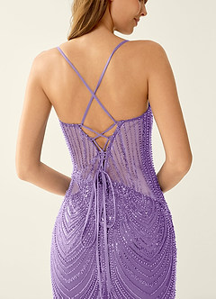 Magnolia Lilas Robe de bal sirène à sequins brodés image2