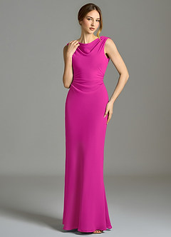 Azazie Kieryn Bridesmaid Dresses Fuchsia Mermaid Pleated Chiffon Dress image4