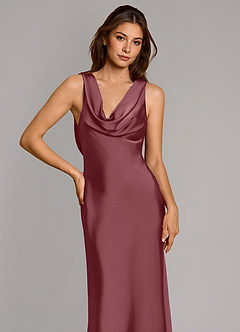 Azazie Cheryl Bridesmaid Dresses Desert Rose Mermaid Stretch Satin Dress image6