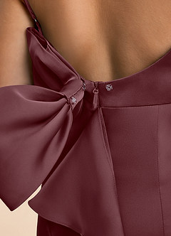 Azazie Lioren Junior Etui Schleifen Stretch-Satin Kleid Sangria image6