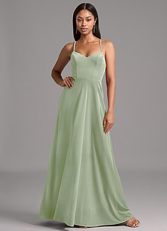 Azazie Mei Bridesmaid Dresses Dusty Sage A-Line Corset Velvet Dress image3