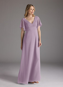 Azazie Alessa Final Sale Wisteria A-Line V-Neck Pleated Chiffon Dress image1