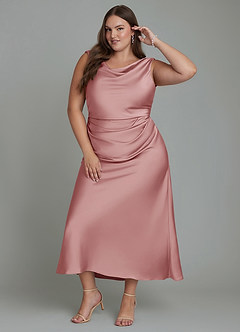 Azazie Kieryn Bridesmaid Dresses Dusty Rose Mermaid Pleated Stretch Satin Dress image8