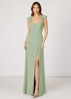 Azazie Everett Bridesmaid Dresses A-Line V-neck Ruched Chiffon Floor-Length Dress image5
