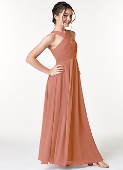 Azazie Kaleigh Junior MAI TAI A-Line Pleated Chiffon Dress image3
