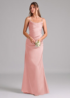 Azazie Lucille Bridesmaid Dresses Powder Pink Mermaid Strapless Stretch Satin Convertible Dress image7