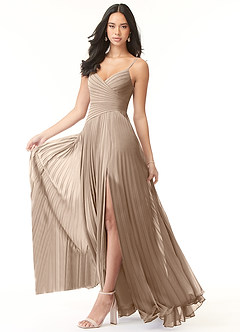 Azazie Vini Vestidos de madrinha de casamento Vestido Cinza de Chiffon de Linha A com Plissado image3