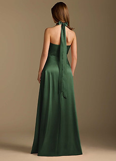 Azazie Tracie Robes de demoiselle d'honneur Robe Trapèze en Satiné métallisé Plissée Eucalyptus image2