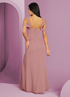Barbie ♥ Azazie Bridesmaid Dresses Dusty Rose A-Line Off the Shoulder Chiffon Dress image6