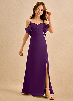 Azazie Pippy Girls Formal Flower Girl Dresses Grape A-Line Sweetheart Neckline Chiffon Dress image5