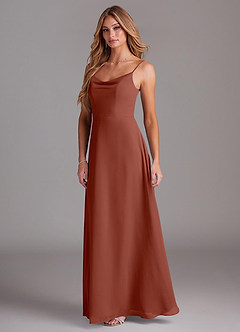 Azazie Daenerys Bridesmaid Dresses Auburn A-Line Cowl Chiffon Dress image4