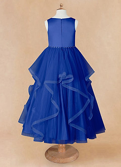 Azazie Sofia Flower Girl Dresses Royal Blue A-Line Beaded Tulle Dress image9