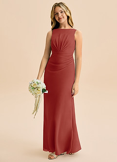 Azazie Floris Junior Klä av A-Line i Chiffong Plisserad image1