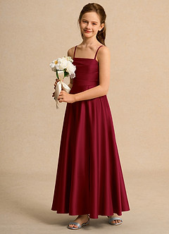 Azazie Pebbles Girl Flower Girl Klänningar Klä A-Line i Matt satäng Plisserad image6