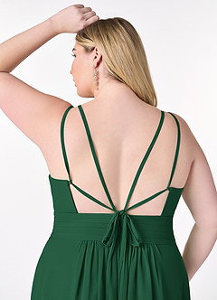 Azazie Farren Vestidos de damas de honor Vestido de Verde Oscuro de Gasa de Corte en A Convertible con Plisado image16